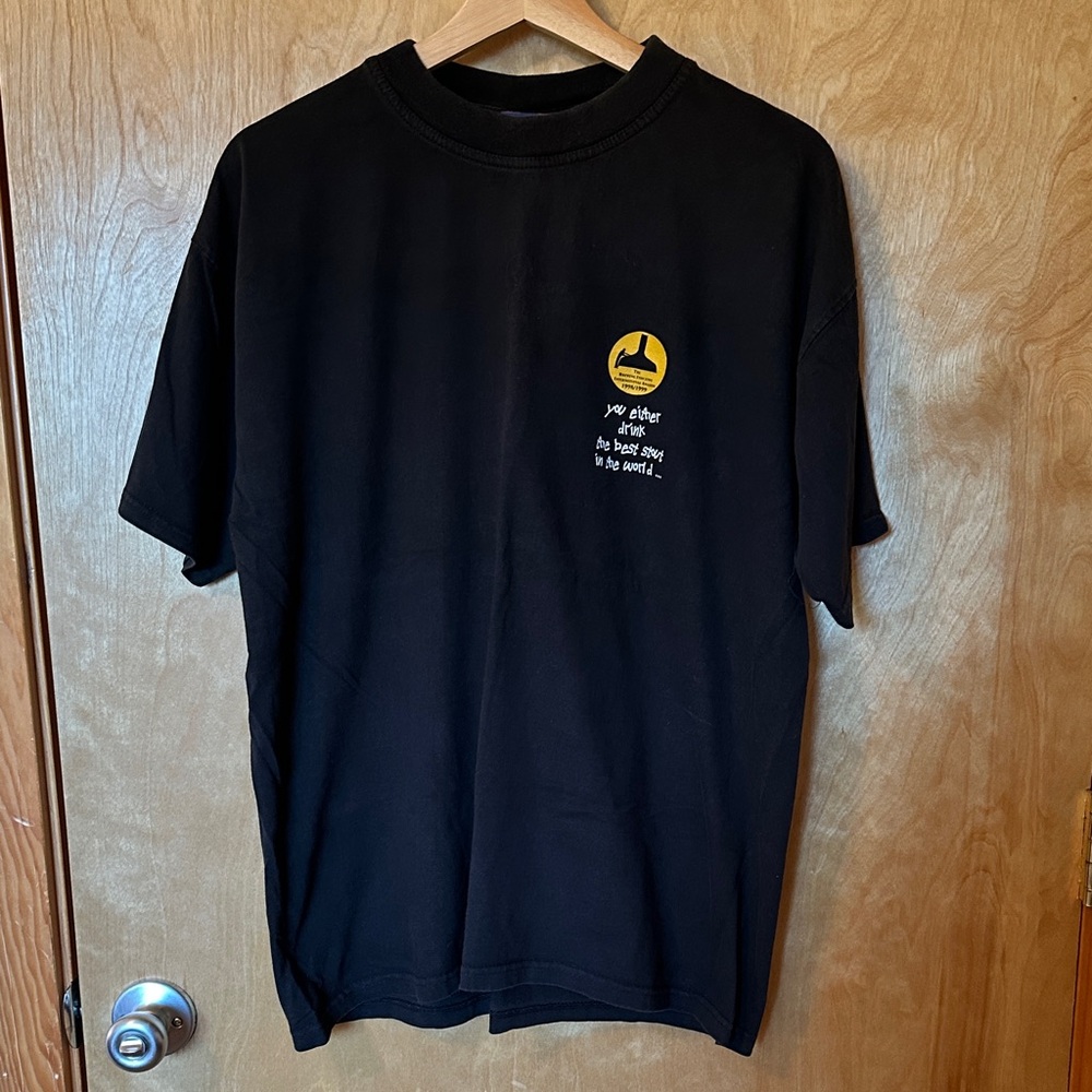 XL Black Heavyweight Cotton Graphic T-Shirt, Irish Dublin Temple Bar